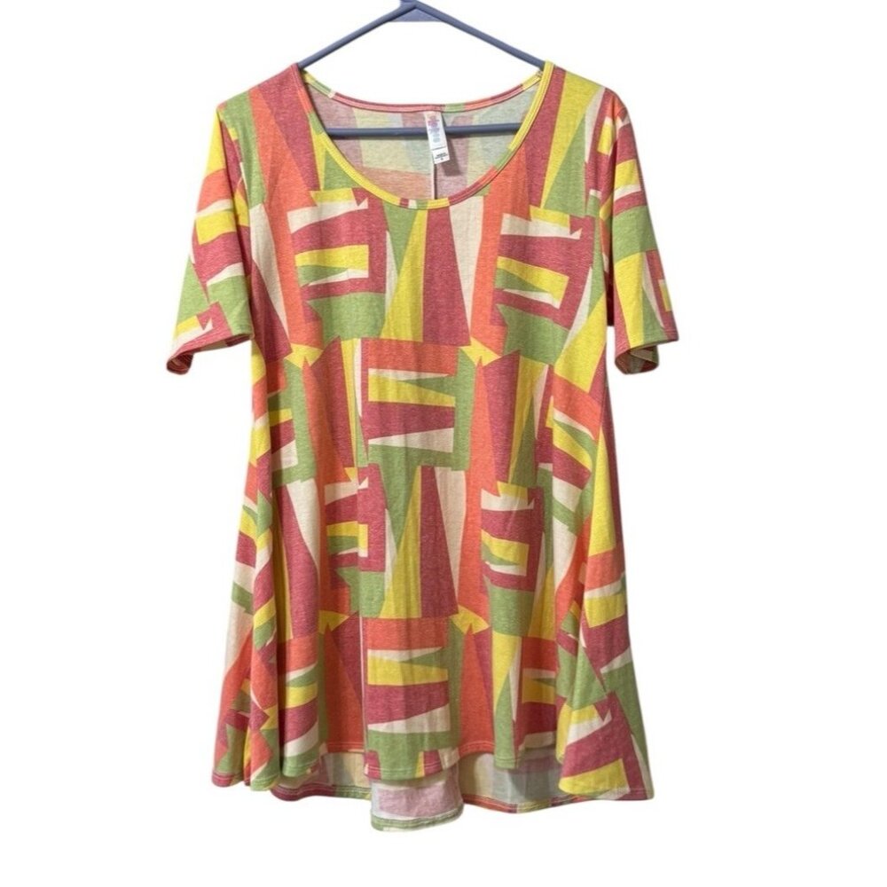 Lularoe Perfect T Shirt Size S Geometric Floral Colorful Stretch Loungewear NWT